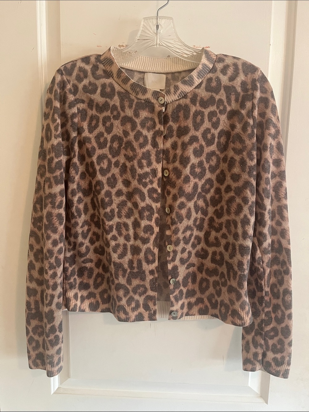 H&M Leopard-Pattern Cardigan in Beige & Black